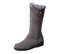 Generisch Bottes de neige d'hiver pour femme - Doublées - En peluche - Avec mollet moyen - Antidérapantes - Confortables - Fermeture éclair - Pour Noël - Carnaval - Fête - En daim, 02 gris., 36 EU