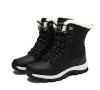 Generisch Bottes de neige d'hiver pour femme, longueur mollet, avec lacets, doublées, chaudes, confortables, pour les promenades en plein air, la randonnée, les loisirs, semelle profilée robuste