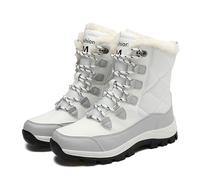 Generisch Bottes de neige d'hiver pour femme, longueur mollet, avec lacets, doublées, chaudes, confortables, pour les promenades en plein air, la randonnée, les loisirs, semelle profilée robuste