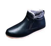 Generisch Bottes de neige d'hiver pour homme avec bout rond, semelle plate, profil antidérapant, matériau extérieur imperméable, fermeture éclair latérale pour plus de chaleur et de confort, Noir , 42