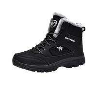 Generisch Bottes de neige d'hiver pour homme avec lacets tendance et chaudes, doublure en coton épais pour les jours froids, Noir , 43 EU