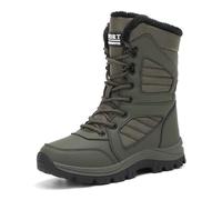 Generisch Bottes de neige d'hiver tendance pour femme - Semelle épaisse - Dessus antidérapant - Lacets - Bout haut - Chaussures chaudes et confortables, Vert armée., 41 EU