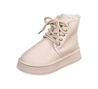 Generisch Bottes de neige doublées chaudes à plateforme - Chaussures d'hiver à talon bas - Bottes d'extérieur respirantes en coton - Bottes d'hiver courtes - Chaussures de trekking, beige, 38.5 EU