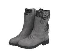 Generisch Bottes de neige mi-hautes pour femme - Talon bloc - Antidérapantes - Pour l'automne et l'hiver - Avec fermeture éclair - Pour femme, gris, 36 EU