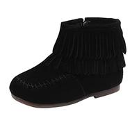 Generisch Bottes de neige pour bébé, tout-petit, hiver, bottines à franges, pompons, bottines, bottes de neige, chaussures chaudes, bottes lumineuses pour femme, Noir , 29 Little Kids
