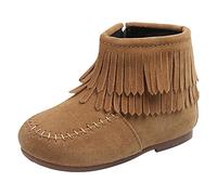 Generisch Bottes de neige pour bébé, tout-petit, hiver, bottines à franges, pompons, bottines, bottes de neige, chaussures chaudes, bottes lumineuses pour femme, marron, 28 Little Kids
