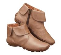 Generisch Bottes de neige pour femme - Bottes d'hiver plates en cuir - Bottes courtes - Bottes décontractées - Bottes chaudes avec fermeture éclair latérale - Chaussures de loisirs - Vintage