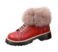 Generisch Bottes de neige pour femme - Doublées - Chaudes - Polyvalentes - Confortables - Pour l'hiver - Pour l'extérieur - Chaussures de trekking - Bottines classiques d'hiver, rouge, 40 EU
