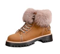Generisch Bottes de neige pour femme - Doublées - Chaudes - Polyvalentes - Confortables - Pour l'hiver - Pour l'extérieur - Chaussures de trekking - Bottines classiques d'hiver, marron, 40.5 EU