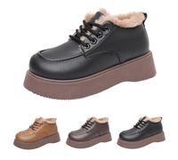 Generisch Bottes de neige pour femme - Doublure imperméable - Bottes à lacets pour femme - Plateforme noire - Antidérapantes - Doublure en polaire - Bottes chaudes et confortables - Semelle épaisse