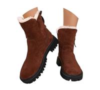 Generisch Bottes de neige pour femme en cuir véritable avec coupe chaude et confortable pour les journées d'hiver - Confort ultime - Chaleur douillette à chaque pas