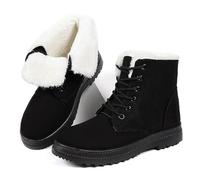 Generisch Bottes de neige pour femme - Talon bas - Tige courte - Semelle épaisse - Chaussures à enfiler - Tendance - Couleur unie - Bottes de neige - Bottes d'hiver confortables à enfiler, Noir , 40.5