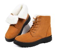 Generisch Bottes de neige pour femme - Talon bas - Tige courte - Semelle épaisse - Chaussures à enfiler - Tendance - Couleur unie - Bottes de neige - Bottes d'hiver confortables à enfiler, jaune, 40.5