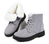 Generisch Bottes de neige pour femme - Talon bas - Tige courte - Semelle épaisse - Chaussures à enfiler - Tendance - Couleur unie - Bottes de neige - Bottes d'hiver confortables à enfiler, gris, 40.5