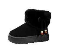 Generisch Bottes de neige pour femme - Tendance - Épaissies - Chaudes - Bottes d'hiver avec nœud pour plus de confort, Noir , 41 EU