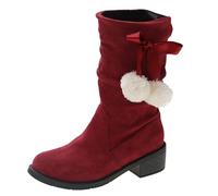 Generisch Bottes de Noël pour femme - Boules de neige décoratives - Bottes mi-longues - Bottes de fête - Bottes hautes chaudes, 03 vin., 36 EU