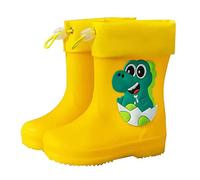 Generisch Bottes de pluie avec bouche élastique, semelles texturées, antidérapantes, légères et confortables pour les écoliers du primaire et l'hiver, jaune, 30.5 EU