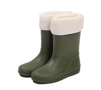 Generisch Bottes de pluie avec semelle souple antidérapante, bottes légères en mélange de coton pour les jours humides, chaussures imperméables pour tout-petits, vert, 33 EU