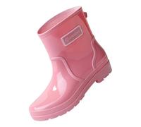 Generisch Bottes de pluie courtes pour femme - Bottes d'hiver mi-mollet - Couleur unie - Plateforme antidérapante - Avec mollet large - Chaussures de pluie antidérapantes - Bottes d'extérieur - Bottes