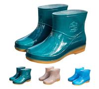 Generisch Bottes de pluie mi-hautes en caoutchouc pour femme, bottes de pluie confortables, imperméables, antidérapantes, coupe-vent et résistantes à l'abrasion, bottes de travail hautes, chaussures