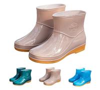 Generisch Bottes de pluie mi-hautes en caoutchouc pour femme, bottes de pluie confortables, imperméables, antidérapantes, coupe-vent et résistantes à l'abrasion, bottes de travail hautes, chaussures