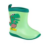 Generisch Bottes de pluie multicolores pour enfants et filles, avec imprimé dinosaure, antidérapantes, plates, vert, 26 EU