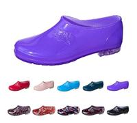 Generisch Bottes de pluie plates pour femme, bottes en caoutchouc résistantes à l'abrasion, chaussures de pluie, bottes de travail antidérapantes pour l'extérieur, chaussures en caoutchouc légères