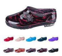 Generisch Bottes de pluie plates pour femme, bottes en caoutchouc résistantes à l'abrasion, chaussures de pluie, bottes de travail antidérapantes pour l'extérieur, chaussures en caoutchouc légères