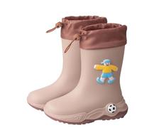 Generisch Bottes de pluie pour enfants avec poignée, motif ludique, bottes d'eau pour filles, chaussures de pluie toutes saisons pour petites filles, marron, 28.5 EU