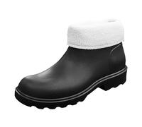Generisch Bottes de pluie pour femme avec design coréen, doublure intérieure amovible en mousse EVA, semelle profilée robuste, légères, durables, imperméables, tendance pour les jours humides, Noir