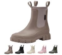 Generisch Bottes de pluie pour femme, bottes en caoutchouc chaudes, antidérapantes, bottes de jardin élastiques, bottes de loisirs tendance, bottes basses en caoutchouc unies, chaussures de ski, pêche