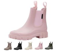 Generisch Bottes de pluie pour femme, bottes en caoutchouc chaudes, antidérapantes, bottes de jardin élastiques, bottes de loisirs tendance, bottes basses en caoutchouc unies, chaussures de ski, pêche