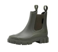 Generisch Bottes de pluie pour femme, bottes en caoutchouc chaudes, antidérapantes, bottes de jardin élastiques, bottes de loisirs tendance, bottes basses en caoutchouc unies, chaussures de ski, pêche