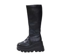 Generisch Bottes d'équitation montantes au genou avec semelle compensée épaisse pour femme - Bottines tendance pour l'hiver - Chaussures confortables - Fermeture éclair à l'arrière - Bottines western