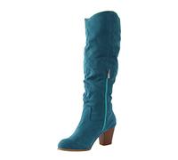 Generisch Bottes d'équitation pour femme Bottes courtes Talon carré Bottes courtes Chaussures décontractées Mode Semelle souple Femmes Bottes Chaussures antidérapantes, bleu, 39 EU