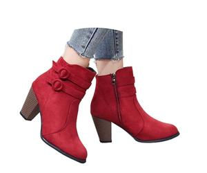 Generisch Bottes d'équitation pour femme - Bottes d'équitation pour femme - Bottes mi-mollets - Bottines tendance en daim avec talon épais - Décontractées - Pour les voyages - Tenues de rencontres