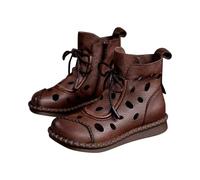 Generisch Bottes d'été pour femme, bottes courtes à talon épais pour femme, bottines mi-mollets pour femmes, mi-mollet, marron, 36 EU