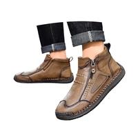 Generisch Bottes d'extérieur polyvalentes à enfiler avec fermeture éclair - Bottines plates confortables pour le quotidien et l'aventure, matériau durable, kaki, 45 EU