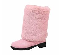 Generisch Bottes d'hiver 2026 avec tige en cuir synthétique de hauteur moyenne pour une chaleur agréable et un look élégant au quotidien, Rose, 38 EU