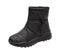 Generisch Bottes d'hiver chaudes pour femme - Avec fourrure synthétique - Bottes courtes antidérapantes à talons plats - Bottes de loisirs - Longueur de tige moyenne - Bottes de neige, Noir , 36 EU