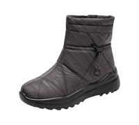Generisch Bottes d'hiver chaudes pour femme - Avec fourrure synthétique - Bottes courtes antidérapantes à talons plats - Bottes de loisirs - Longueur de tige moyenne - Bottes de neige, gris, 41 EU