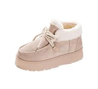 Generisch Bottes d'hiver doublées pour femme - Bottes chaudes pour l'hiver - Bottes moyennes - Pointes rondes - Confortables - En daim - Bottes plates classiques pour femme - Style décontracté, kaki