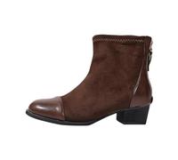 Generisch Bottes d'hiver doublées pour femme - Talon montant - Bottines avec fermeture éclair - Chaudes et confortables - Bottes d'hiver - Couleur unie - Bottes de cowboy - Grande taille - Bottes à