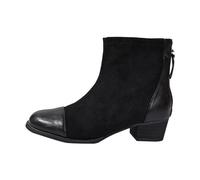 Generisch Bottes d'hiver doublées pour femme - Talon montant - Bottines avec fermeture éclair - Chaudes et confortables - Bottes d'hiver - Couleur unie - Bottes de cowboy - Grande taille - Bottes à