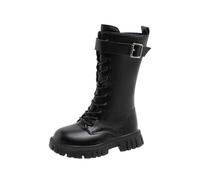 Generisch Bottes d'hiver élégantes avec semelle chaude, design britannique classique, bottes longues tendance pour jeunes étudiants, parfaites pour un usage quotidien, Noir , 30 EU