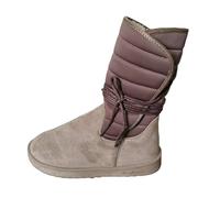 Generisch Bottes d'hiver en polaire pour femme - Couleur unie - Hauteur mi-haute du mollet pour un confort chaud, gris, 40 EU