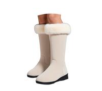 Generisch Bottes d'hiver jusqu'aux mollets - Chaussons confortables et chauds avec talon compensé aspect bois - Idéales pour les promenades en plein air par temps froid