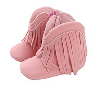 Generisch Bottes d'hiver pour bébé et fille - Plates - Antidérapantes - Confortables - Couleur unie - Fermeture éclair latérale - Pompon - Chaussures de bain 31, Rose, 22 EU