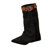 Generisch Bottes d'hiver pour femme à bout pointu et motif léopard et boucle jusqu'au milieu du mollet Chaussures Femme 97 Rouge, Noir , 39 EU