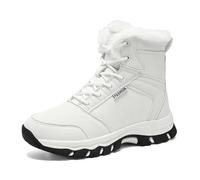 Generisch Bottes d'hiver pour femme avec doublure en polaire chaude comme chaussures thermiques de taille moyenne pour les activités de plein air, les randonnées en saison froide, Blanc., 39 EU